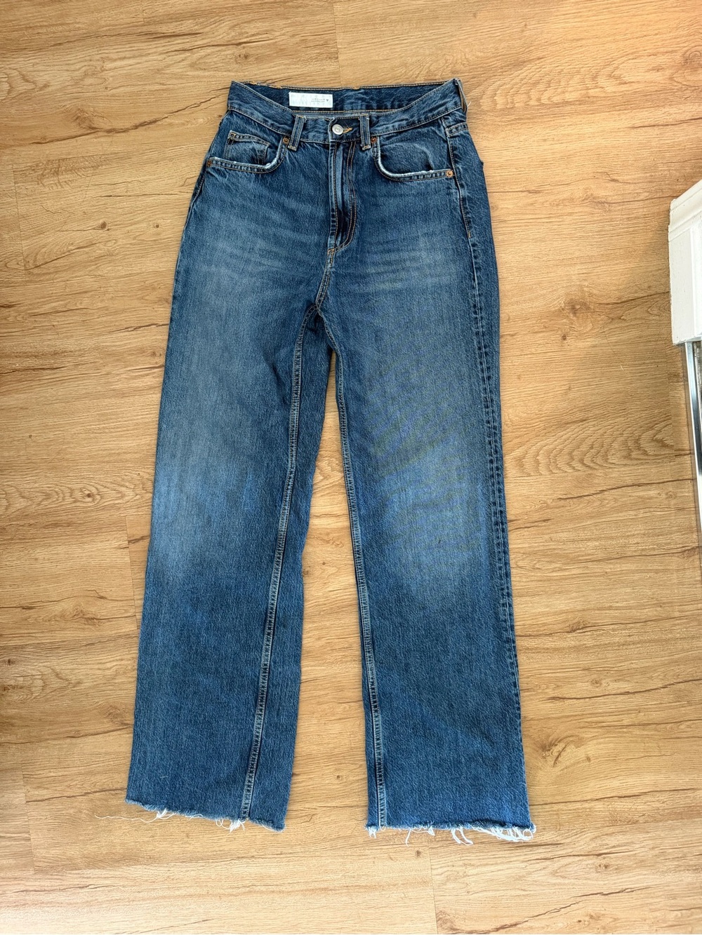 Zara Dark Blue Denim Jeans with Contrast Stitching
